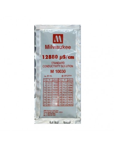 Solution Etalonnage Milwaukee - 12.880 µs/cm - Sachet 20 Ml