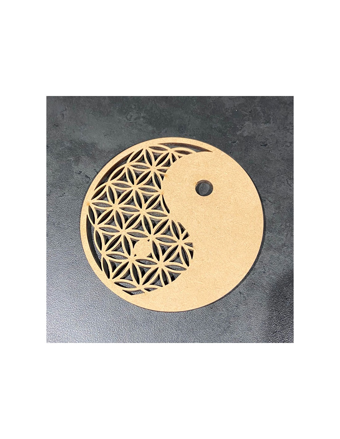 Plaque Énergisante Fleur de Vie Fine Yin Yang en Bois