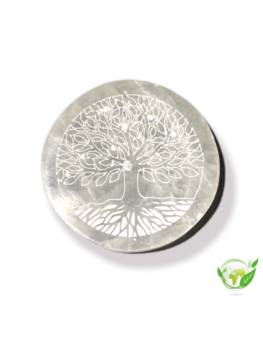 Porte Encens Rond Selenite Arbre De Vie 10 Cm